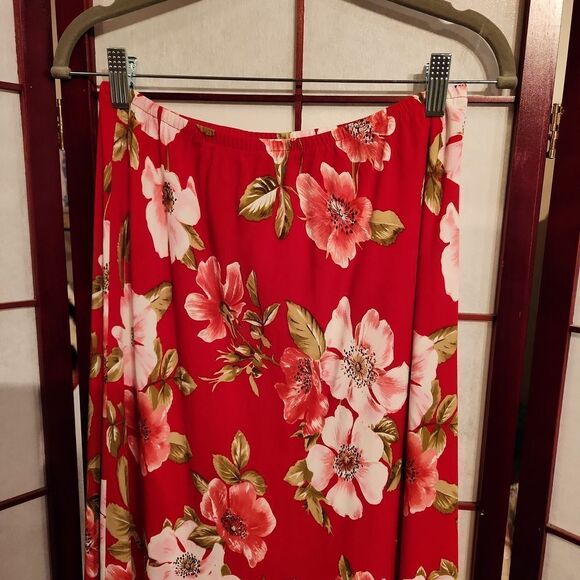 VNTG Carol Anderson Collection Red Floral Maxi Skirt - Picture 2 of 5